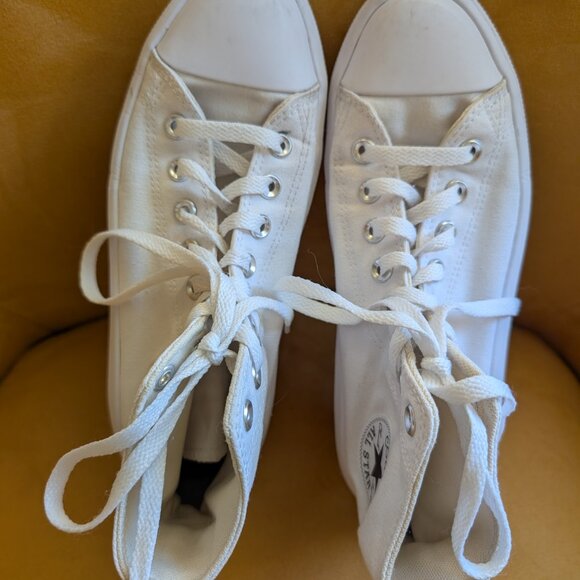 Converse White Canvas Platform High-Top Sneakers Women's All Stars Size 9 - Picture 9 of 9